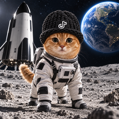 catwiftipped in a spacesuit on the moon